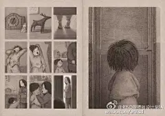 #插画# 【独生小孩】《》2015年度十佳绘本榜单中，来自中国的《独生小孩》名列其中，迅速引发关注。山西女孩郭婧，运用烟熏状的、充满神秘色彩的铅笔画，描绘出中国几代独生子女心中的孤独。这个胖胖的、沉默的、忧郁的小妞，像是每个孤独童年的缩影。