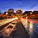 Light Trails under skyline of Ottawa