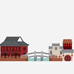 手绘桥楼灯笼_新图网 https://ixintu.com 手绘 桥 楼 灯笼