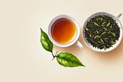 清新手绘芝兰之气的茶叶图片插画