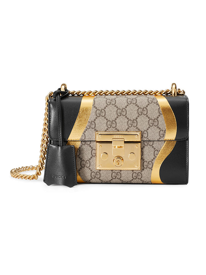 Gucci GG Supreme挂锁单肩...