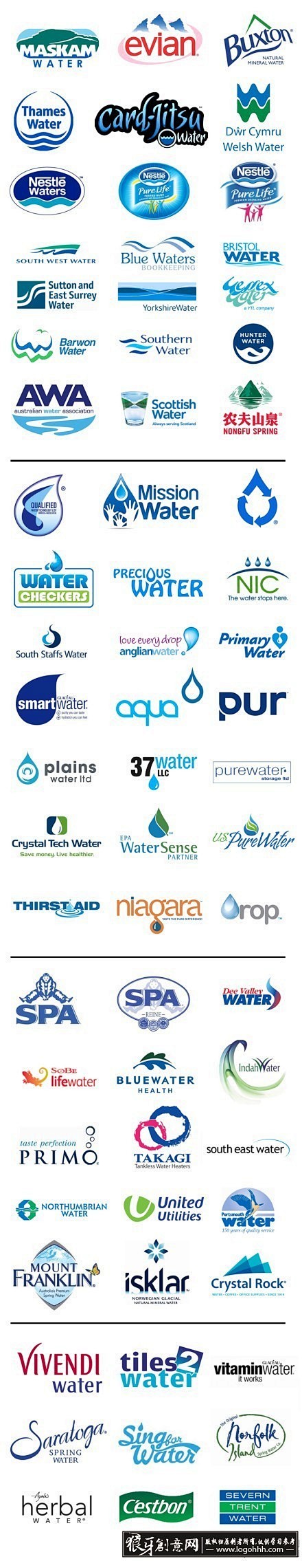 
标志logo 著名水品牌的logo 水...