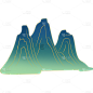 渐变青山中国风中秋节元素贴纸 