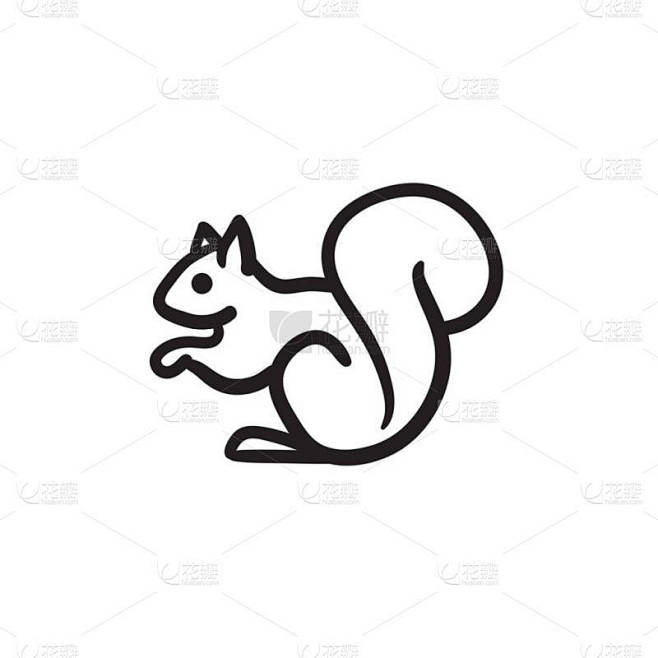 松鼠素描图标.