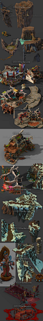 游戏3D模型 偏Q版中国古代仙侠 建筑场景摆件植物美术素材资源MAX