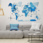 colored world map 3D wall art