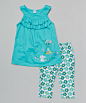 Teal Yoke Tunic & Floral Leggings - Infant, Toddler & Girls | zulily