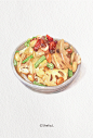 Yummy Food : watercolor by Shelia Liu