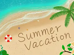 卡通手绘夏日沙滩原创插画海报背景