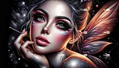 女士 仙女 宇宙 空间 月亮 梦 景观 艺术 星星 云 自然