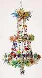 Regency Inspired Chandelier - Magpie Art Collective :: Finding the beauty in discarded rubbish, the one-of-a-kind creations are handcrafted using reclaimed trinkets and other found objects including bits of mirrors, toys, charms, copper wire, glass bottle