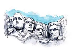 世界著名古迹水彩插画美国总统山高清图片