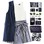 #Blue #stripes #shein #choies #charlesjourdan #jilsander #navyblue #dayout #day #sweet #polyvore #polyvoreeditorial #muse #vest