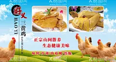 土鸡海报  - 源文件下载【酷图网】土鸡海报,蓝天白云背景,散养土鸡,家禽,公鸡,母鸡