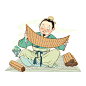 古代读书人刻苦学习场景儿童插画图片下载