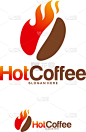 set hot coffee logo designs concept fire and