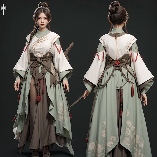 AI古风武侠角色插画素材 国风人物服装设计 影视游戏角色概念设定-淘宝网-花瓣网