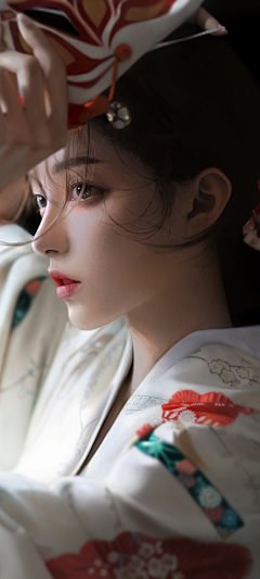 和服面具美女全面屏手机壁纸-美女壁纸-壁纸下载-彼岸桌面