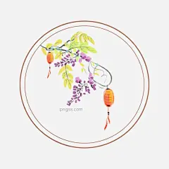 手绘古风灯笼边框图片大小2000x2000px 图片尺寸1.53 MB 来自PNG搜索网 pngss.com 免费免扣png素材下载！创意古风边框#黄色的灯笼#黄色的叶子#卡通边框#手绘灯笼边框#纹理边框#紫色的鲜花#