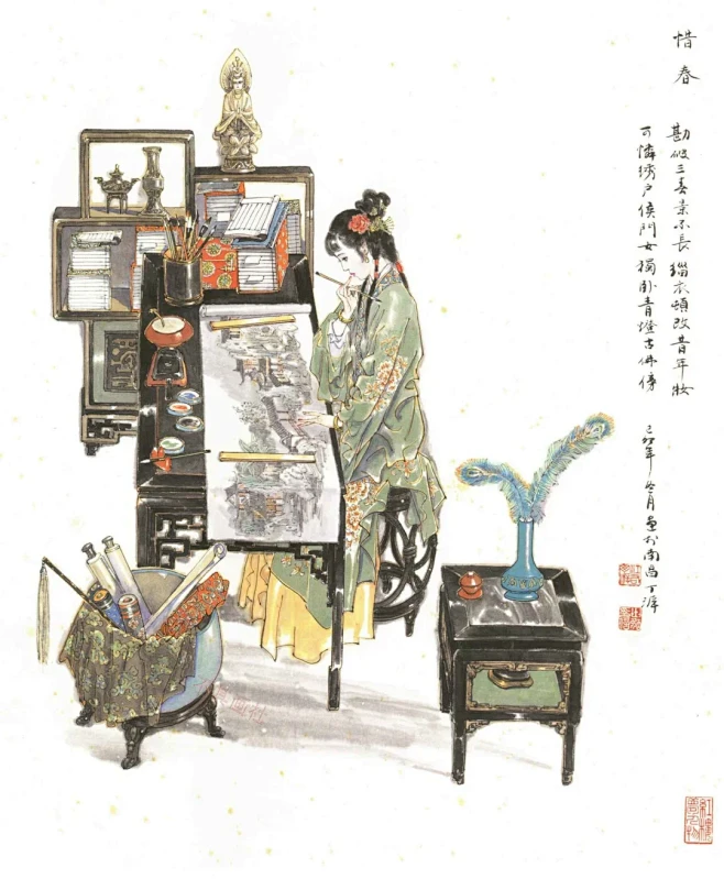红楼梦金陵十二钗（全）丁世弼绘画-花瓣网