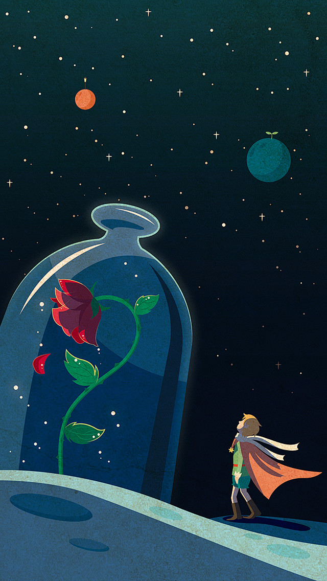小王子 治愈系插画 玫瑰夜 情人节 #治...