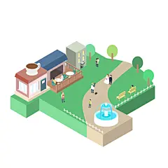 扁平化立体交通道路机场城市建筑2.5D等距插画科技AI矢量PSD素材