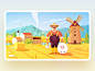 A set of scene illustration design store sheep night city tree detective village countryside dragonfly frog rainbow river mountain education farmer farm robot artificial intelligence illustration