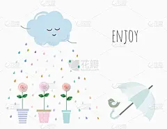 带有可爱卡通的励志卡片。