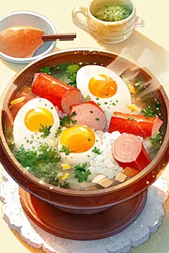 广东特色木桶饭煲仔饭美食插画