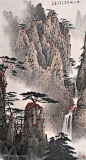 白雪石中国风山脉风景画