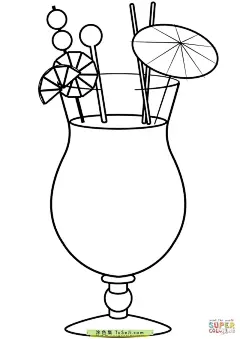 10张葡萄汁啵啵奶茶可乐解暑果汁卡通涂色简笔画！ - 涂色集，涂色画打印大图