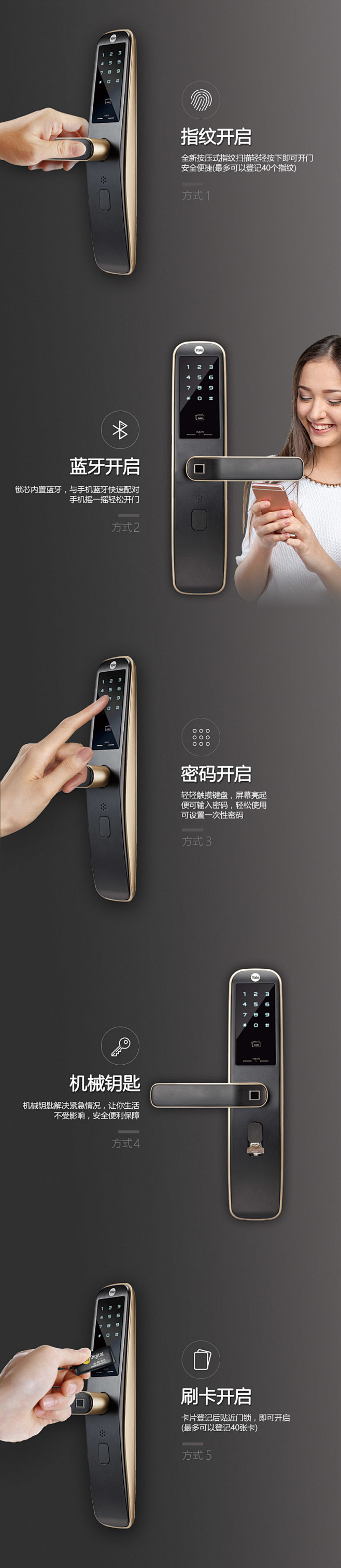 耶鲁H70指纹锁密码锁门锁 指纹锁家用防...