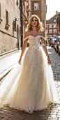 helena kolan 2020 bridal off shoulder straps sweetheart neckline fully embellished lace fit flare mermaid wedding dress ball gown overskirt sheer back chapel train (7) zv