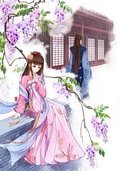 紫藤。-无轩_古风,少女,插图_涂鸦王国插画