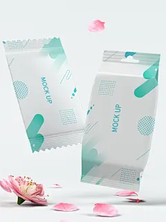 花朵时尚装饰湿纸巾包装样机
