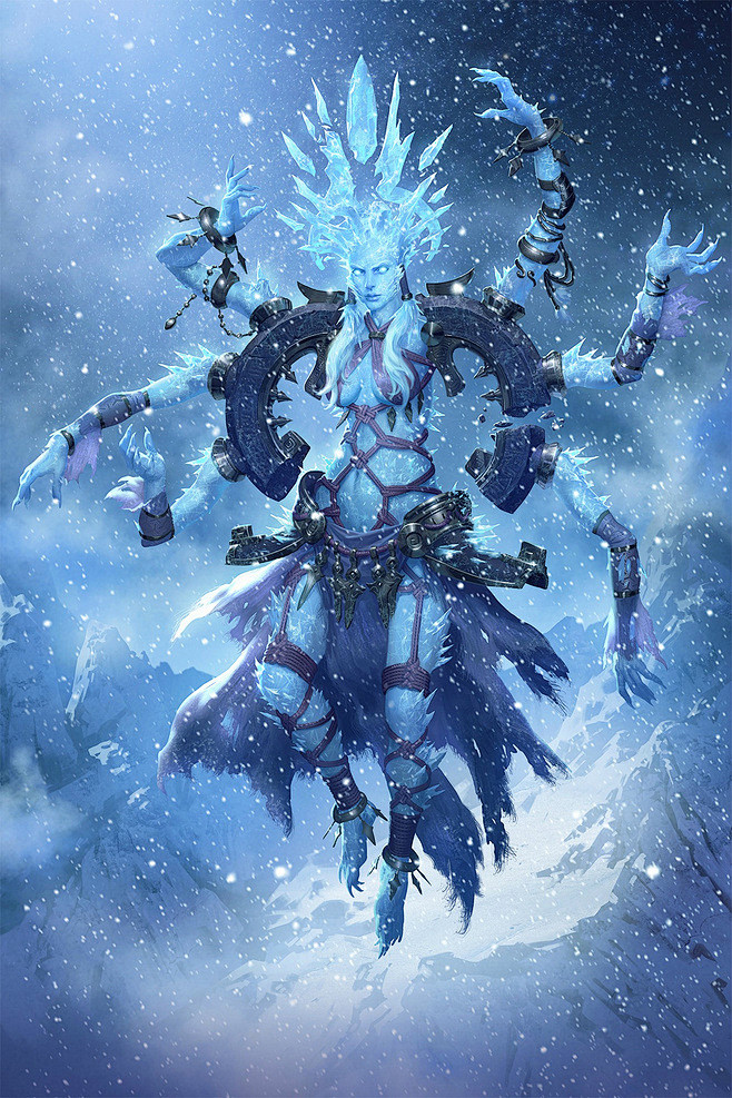魔獸爭霸-冰女：冰女是冰系魅力十足的魔獸人物。冰封王座的多人實時對戰自定義地圖裏近衛軍團的壹名智力英雄水晶室女的簡稱，位於曙光酒館。