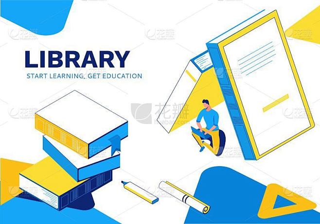 图书馆等距登陆页面，学习人设置，3d学生...