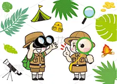 儿童,仅日本人,大篝火,好奇心,日本人,户外活动,绘画插图,少女,女孩,男孩