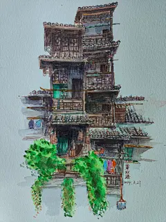 建筑写生边城茶峒