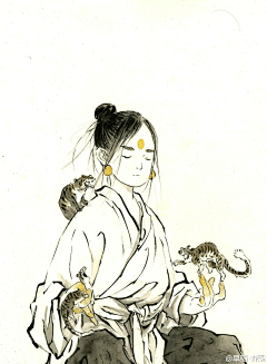 灵木白采集到国风插画册