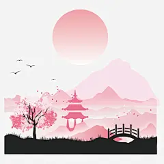 中国风背景淡粉色桃花