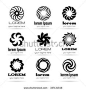 Vortex or tornado symbols logo vector set. Spiral and swirl element. Abstract sign, swirl and business element logotype illustration