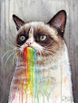 Grumpy Cat tastes the rainbow by Olechka - Olga Shvartsur
