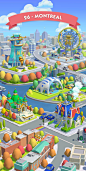 This may contain: an image of a cartoon city with lots of buildings and amusement park in the background