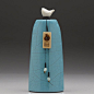 Turquoise Ceramic bird vessel raku fired  art by DavisVachon, $89.00: 