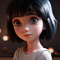 big eyes cute girl realistic light and shadow young girl sense cute black hair pure desire head body legs feet chest full 8k HD quality