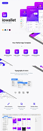 适用于加密和银行应用程序的移动应用程序模板。，IOWallet Mobile UI Kit_UI集合_乐分享素材网_psd素材_平面素材_png素材_免费素材_素材共享平台