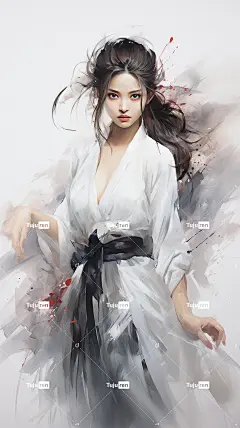 古典中国服装禅宗，古代女剑客，动感武术强而柔海报