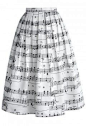 Dance With Music Notes Pleated Midi Skirt: 