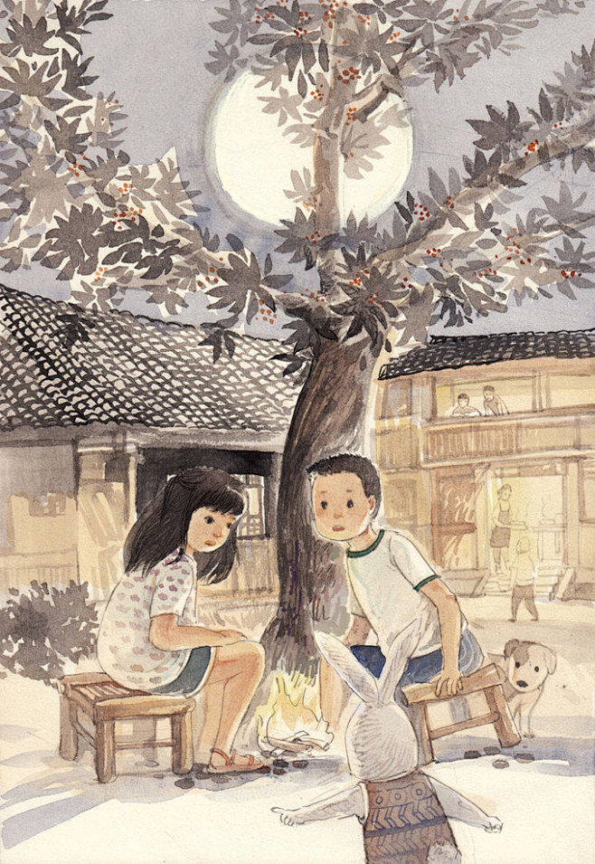 -插画家园-插画家园河对岸-插画家园中秋...